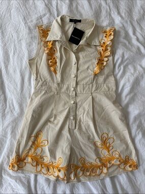 Beulah Cream Button-Up Romper